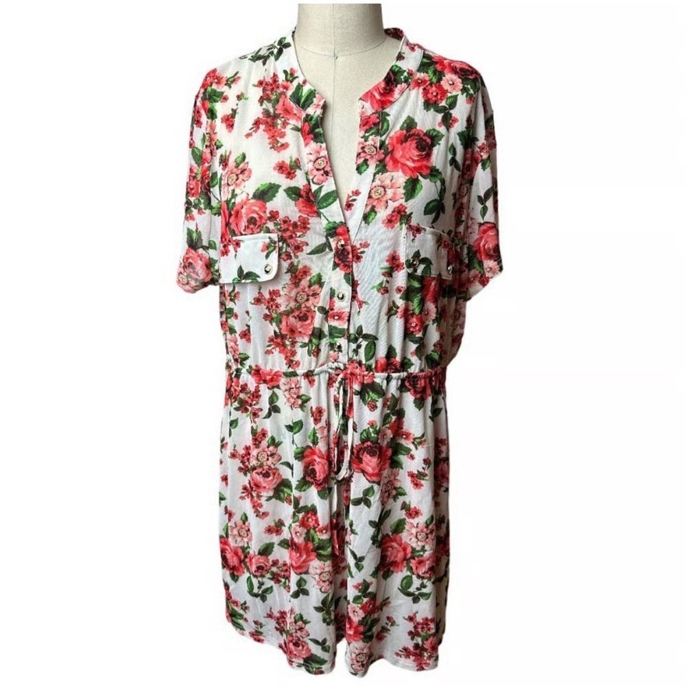 Ivy Rose 3x dress sheer Floral Button-Up with roses